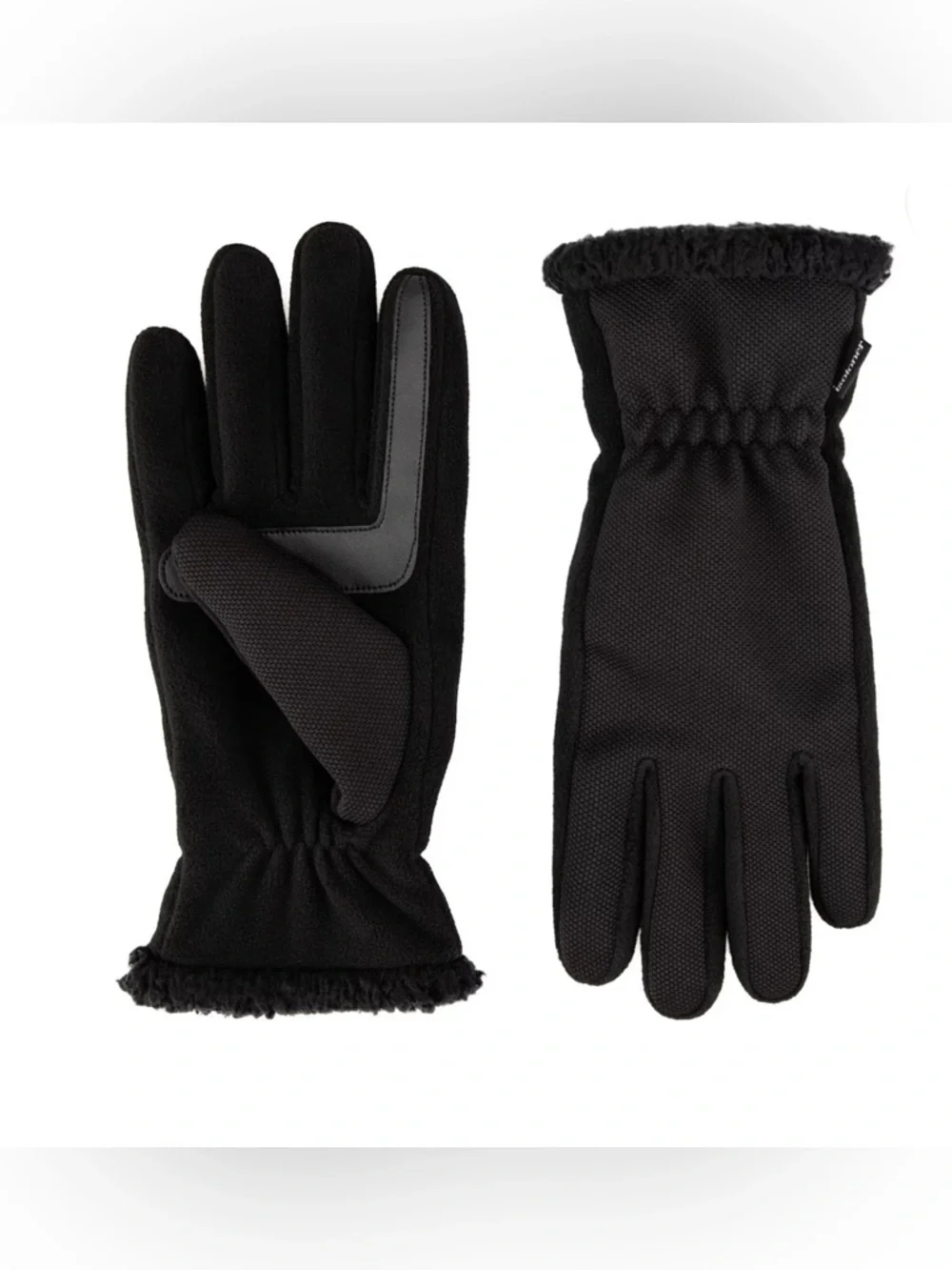 isotoner Black Fleece Sherpa Trim Tech Stretch Smart Dri Repel Technology Gloves